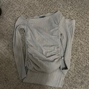 Zara Gray Ribbed Ruched Set